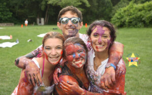 Kids covered with paint after fun activities