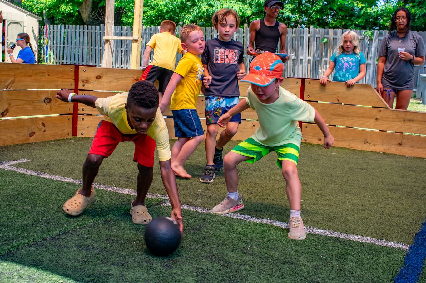 Children playing sports at Liberty Lake Day Camp